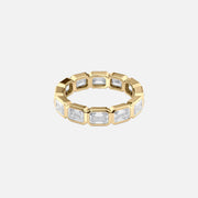  East West Emerald Bezel Eternity Ring 18k Yellow Gold 3 5 001