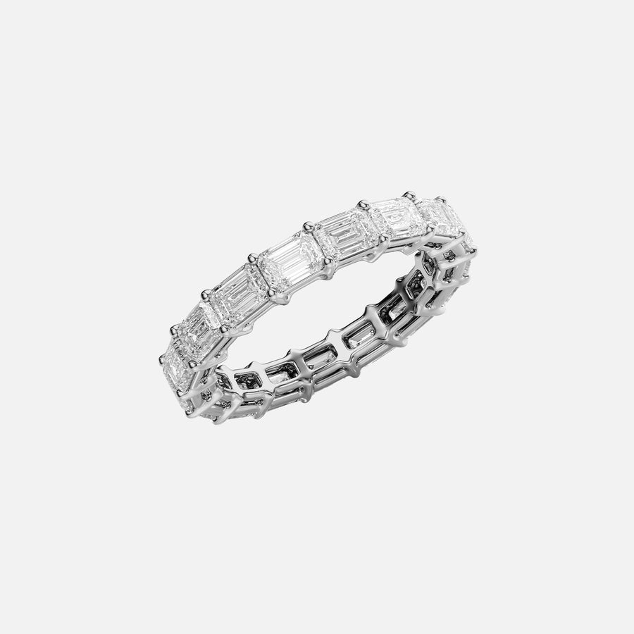  East West Emerald Eternity Ring 14k White Gold 4 0 002