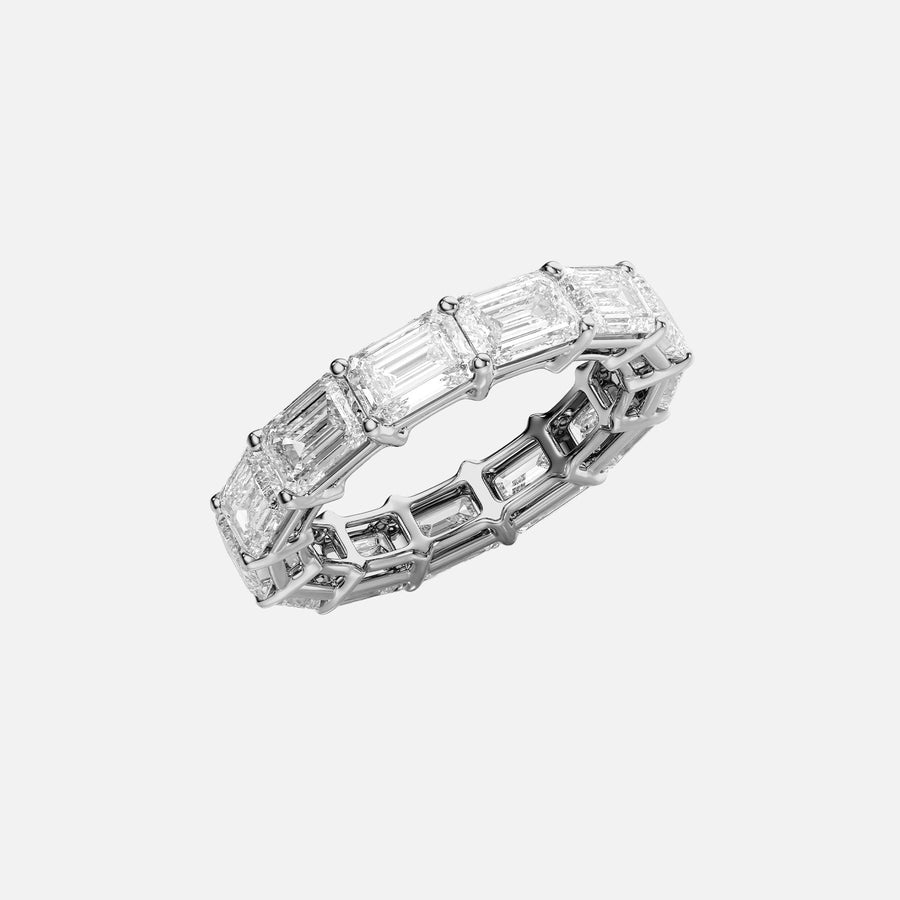  East West Emerald Eternity Ring 14k White Gold 6 0 002