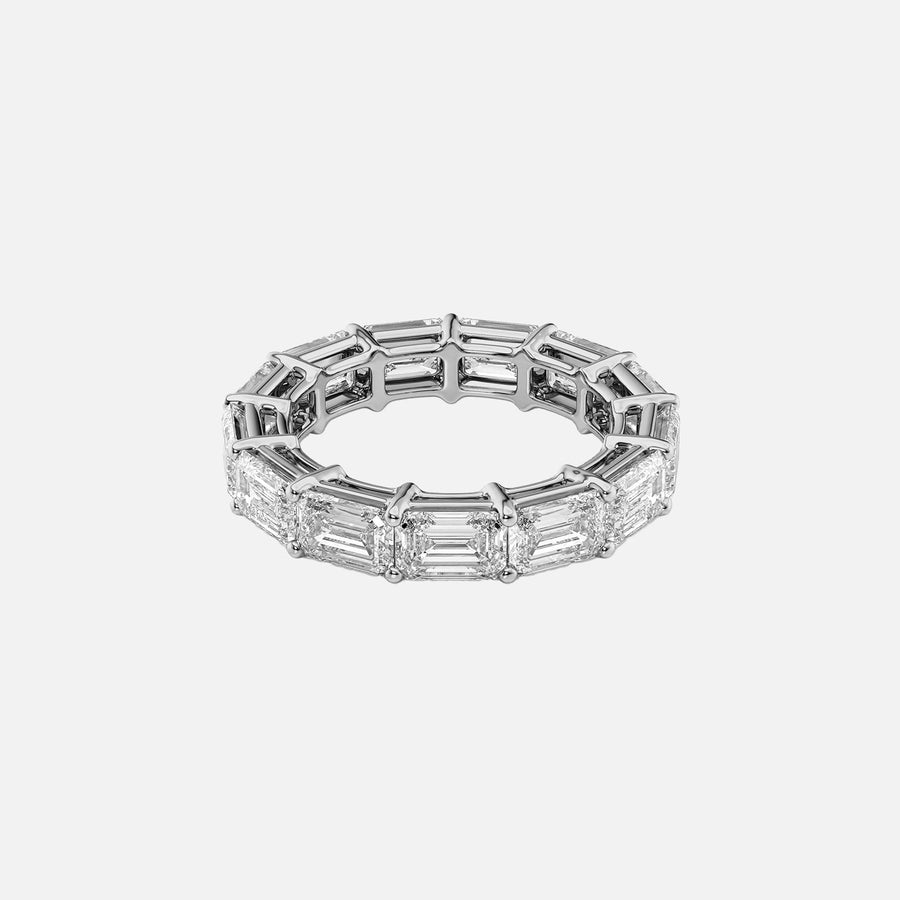  East West Emerald Eternity Ring 18k White Gold 6 0 001