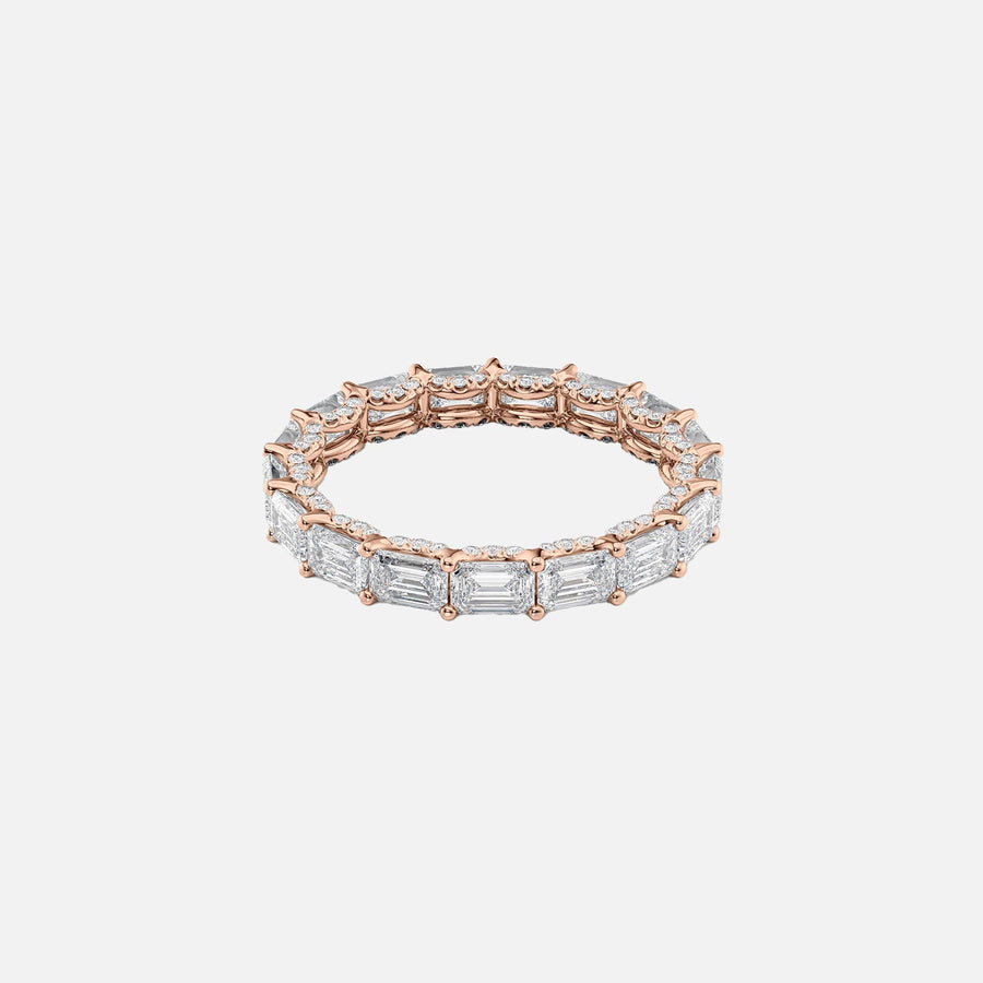  East West Emerald U Pave Prong Eternity Ring 14k Rose Gold 3 8 001