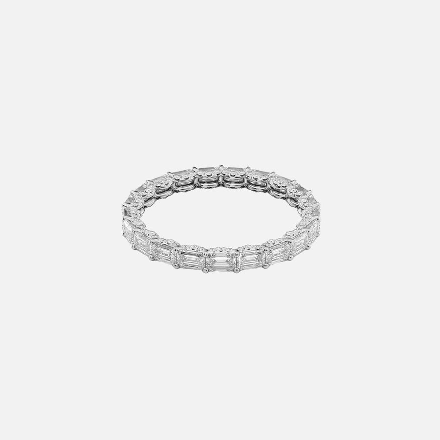  East West Emerald U Pave Prong Eternity Ring 14k White Gold 2 3 001