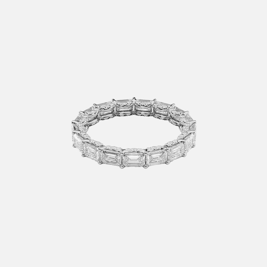  East West Emerald U Pave Prong Eternity Ring 14k White Gold 3 8 001