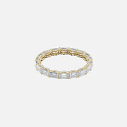  East West Emerald U Pave Prong Eternity Ring 14k Yellow Gold 2 8 001