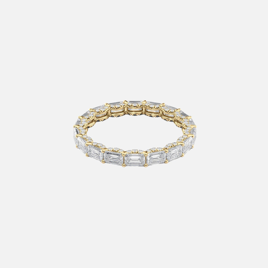  East West Emerald U Pave Prong Eternity Ring 14k Yellow Gold 2 8 001