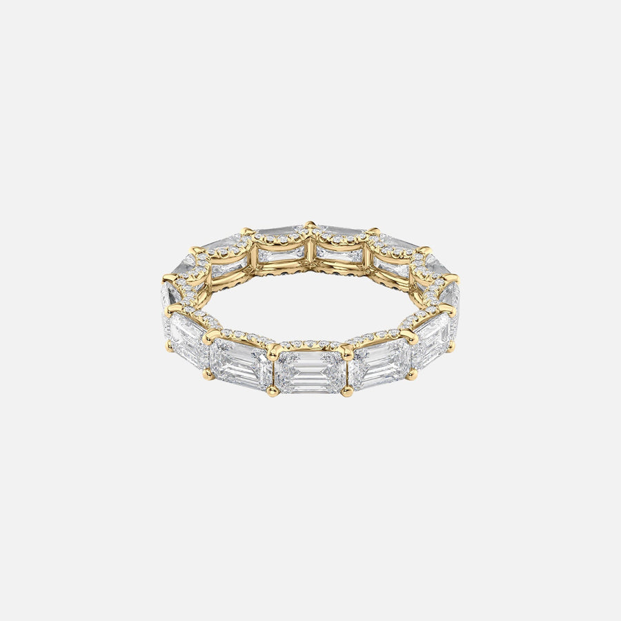  East West Emerald U Pave Prong Eternity Ring 14k Yellow Gold 5 3 001