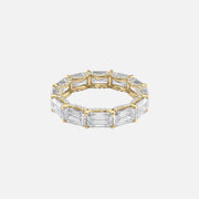  East West Emerald U Pave Prong Eternity Ring 14k Yellow Gold 6 3 001