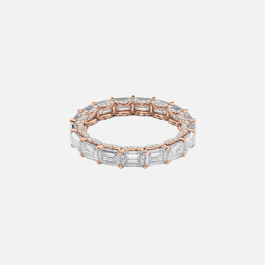  East West Emerald U Pave Prong Eternity Ring 18k Rose Gold 4 3 001