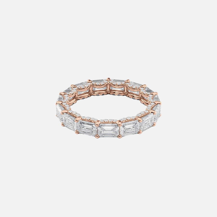 East West Emerald U Pave Prong Eternity Ring 18k Rose Gold 4 8 001