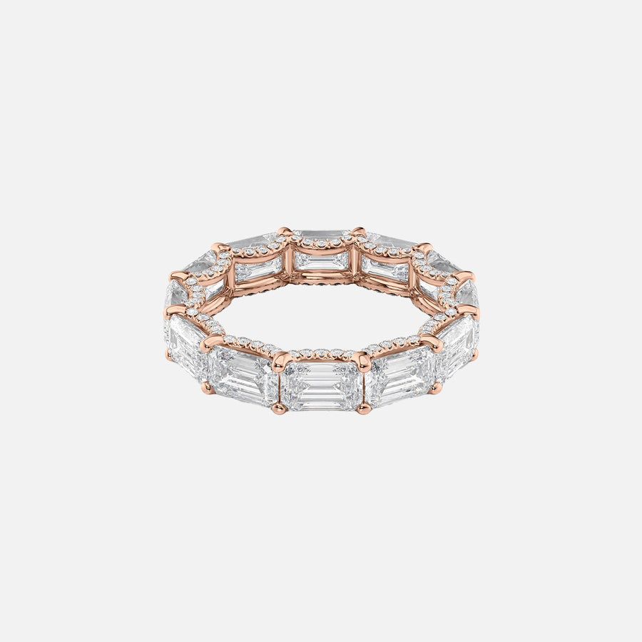  East West Emerald U Pave Prong Eternity Ring 18k Rose Gold 6 3 001