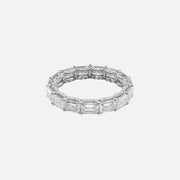  East West Emerald U Pave Prong Eternity Ring 18k White Gold 4 8 001