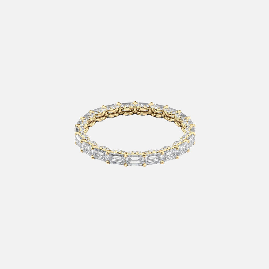  East West Emerald U Pave Prong Eternity Ring 18k Yellow Gold 2 3 001