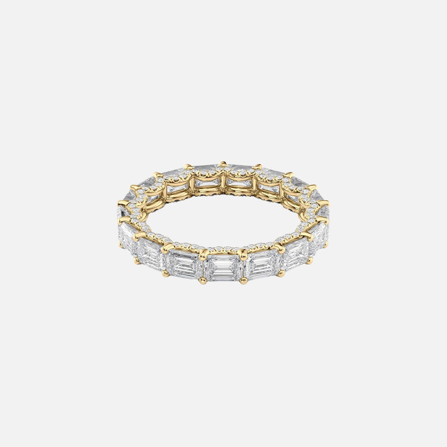  East West Emerald U Pave Prong Eternity Ring 18k Yellow Gold 4 3 001