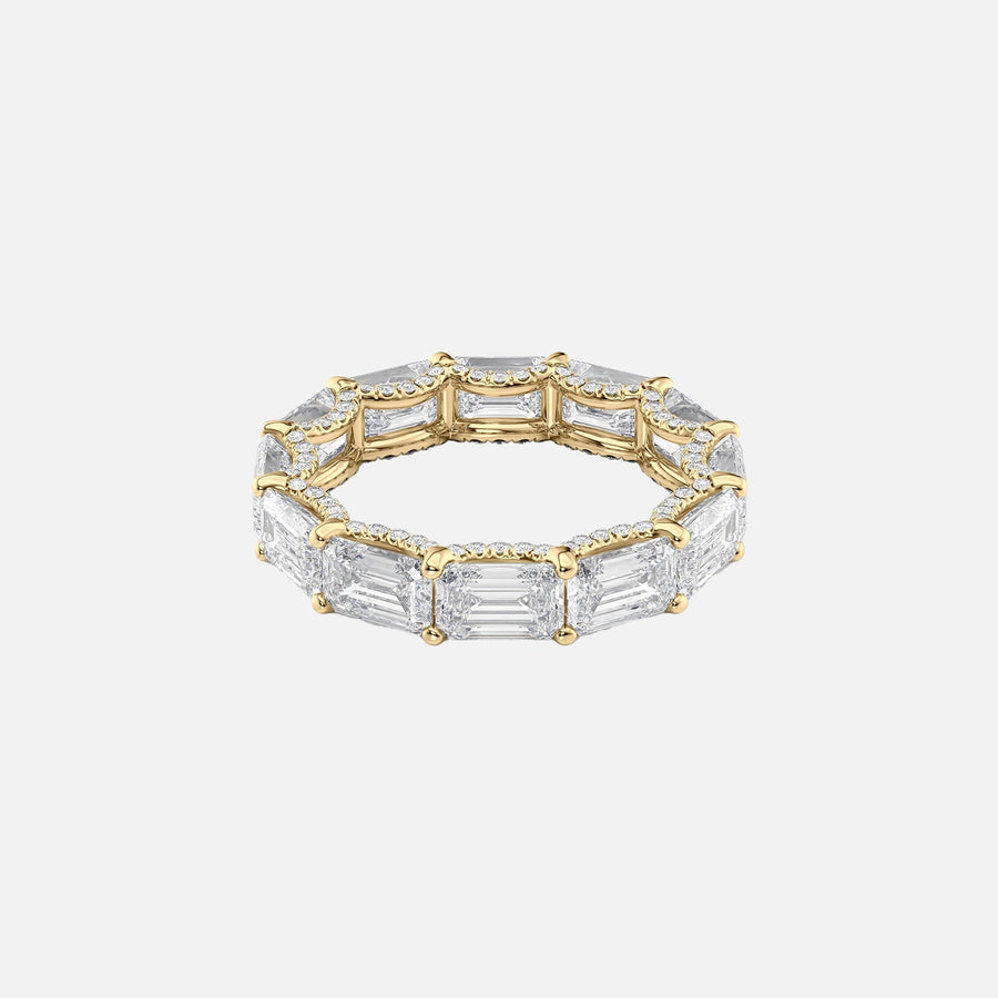  East West Emerald U Pave Prong Eternity Ring 18k Yellow Gold 6 3 001