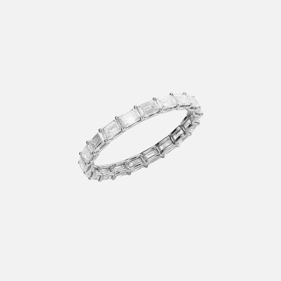  East West Emerald U Prong Eternity Ring 14k White Gold 2 0 002