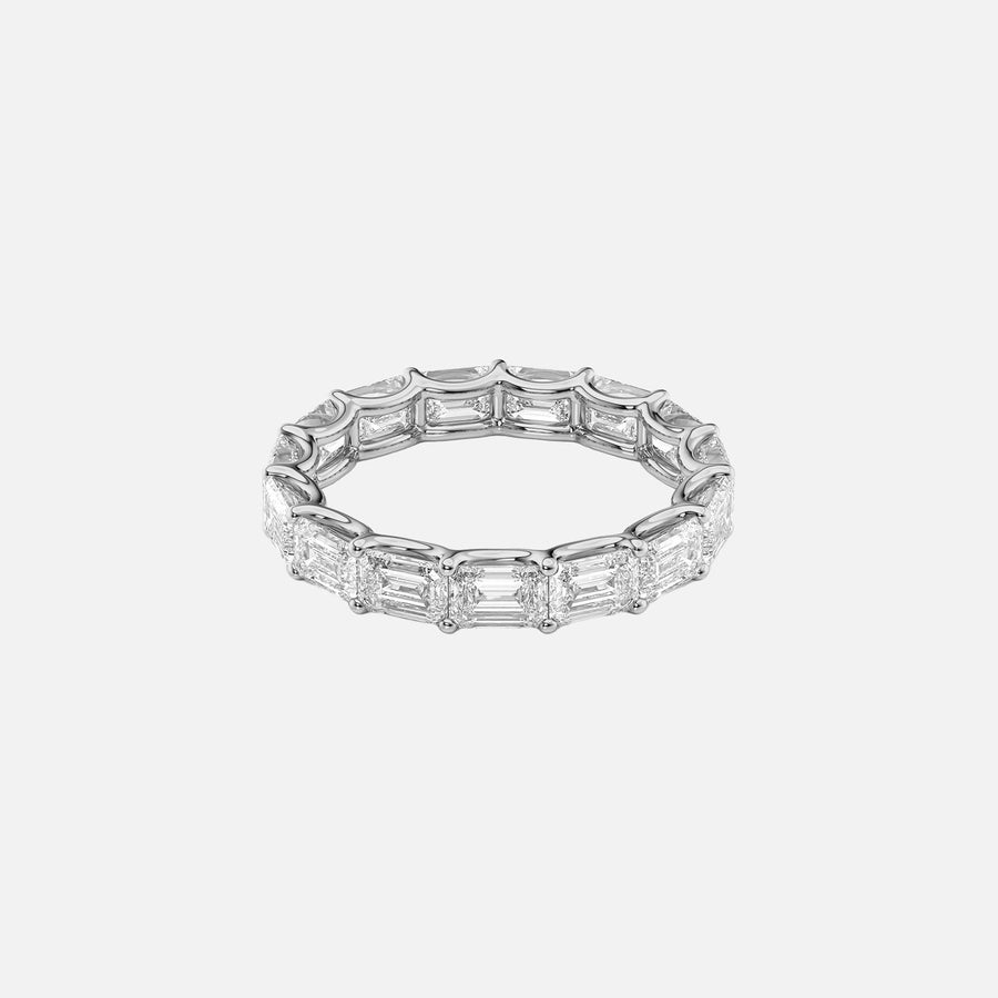  East West Emerald U Prong Eternity Ring 14k White Gold 4 5 001