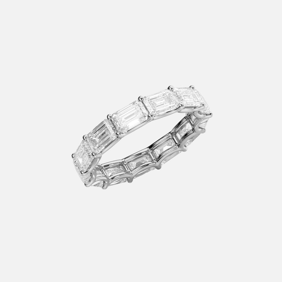  East West Emerald U Prong Eternity Ring 14k White Gold 5 0 002