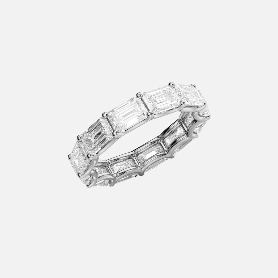  East West Emerald U Prong Eternity Ring 14k White Gold 6 0 002