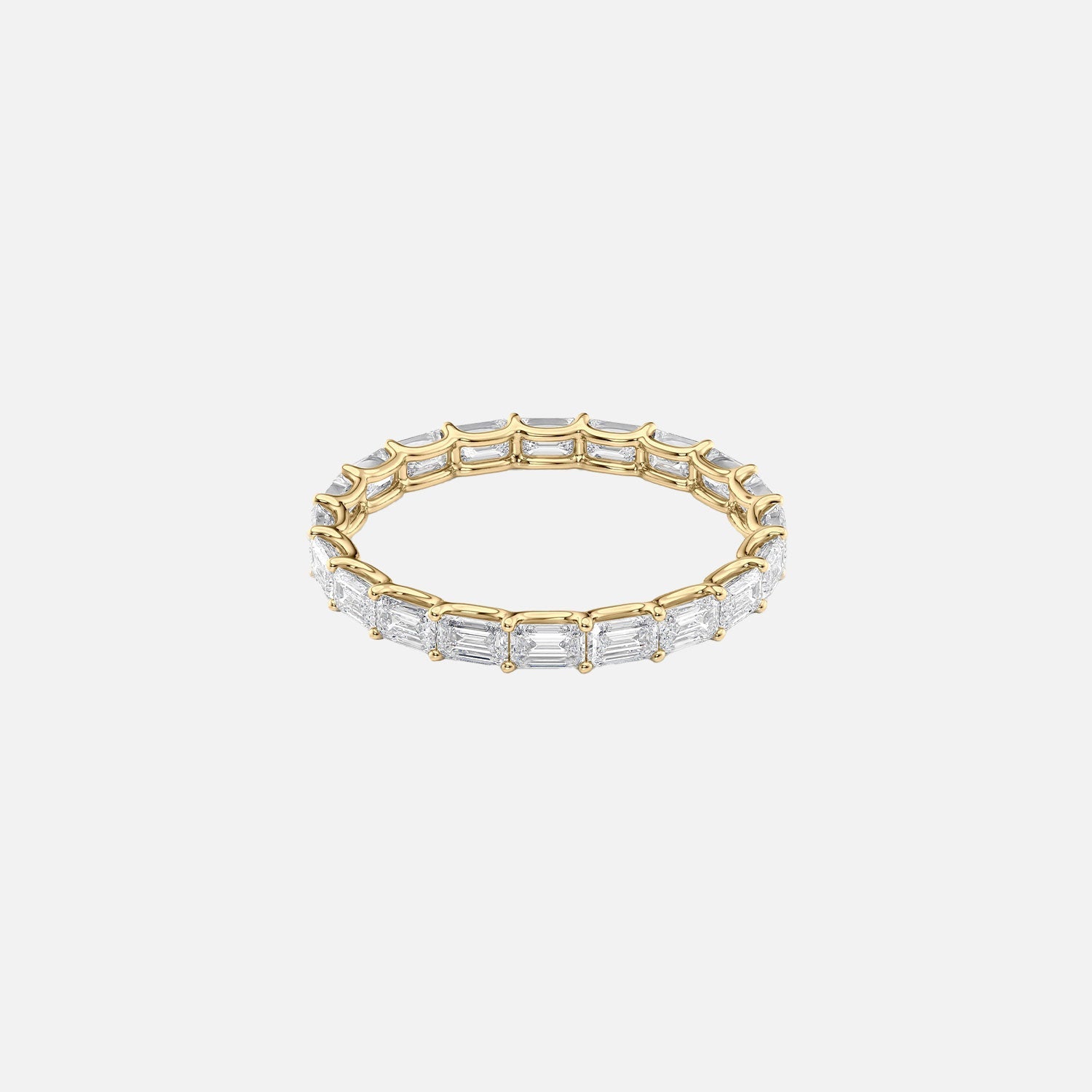 East West Emerald U Prong Eternity Ring 14k Yellow Gold 2 0 001