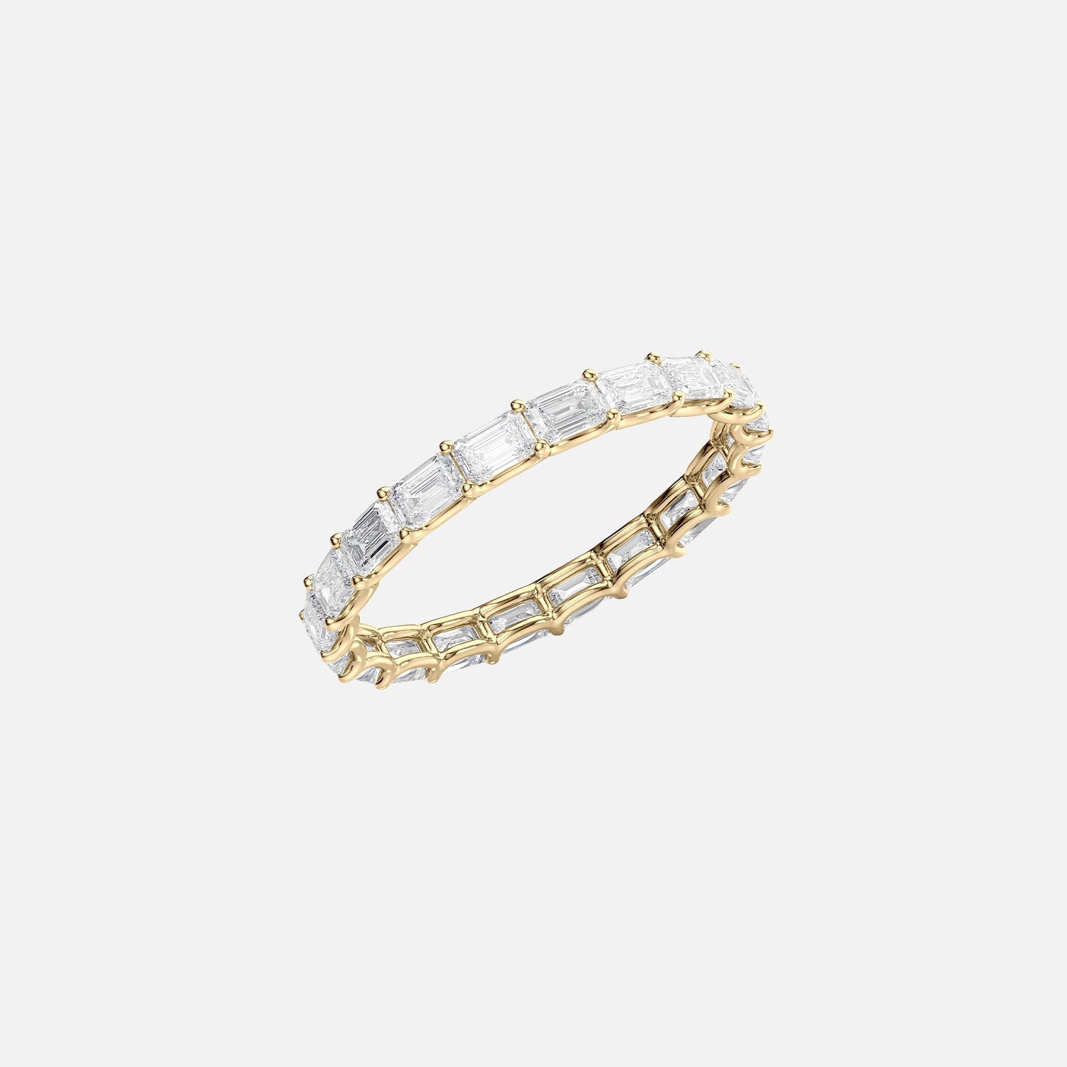  East West Emerald U Prong Eternity Ring 14k Yellow Gold 2 0 002