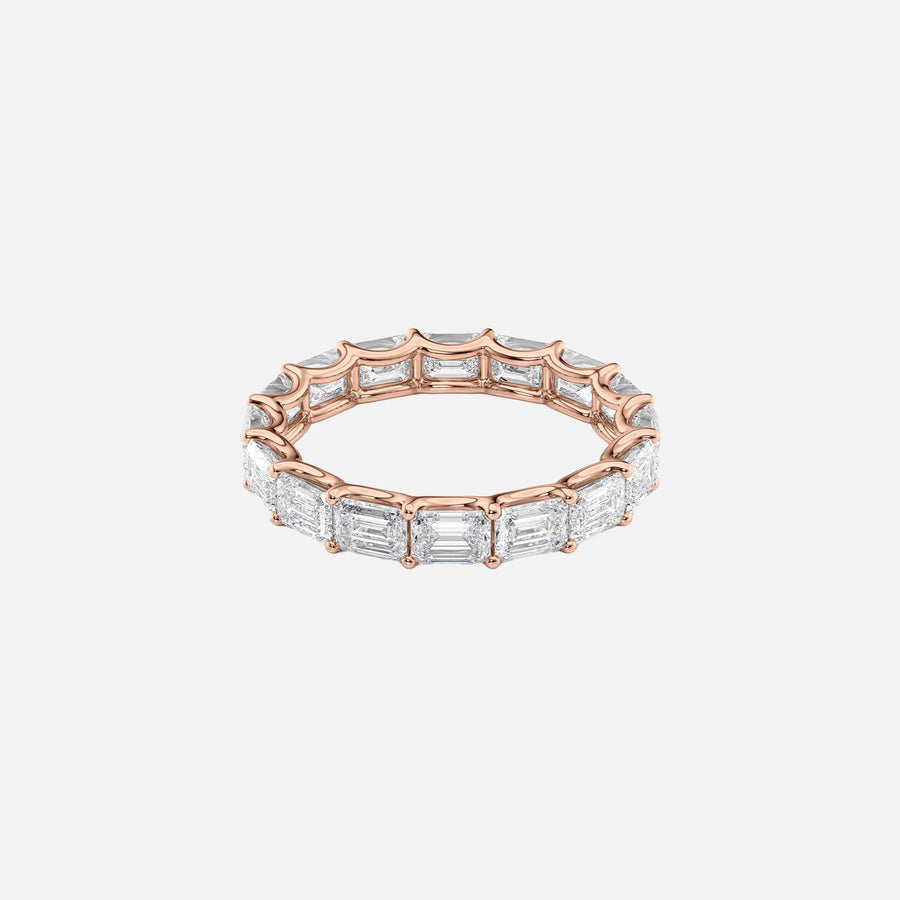  East West Emerald U Prong Eternity Ring 18k Rose Gold 4 0 001