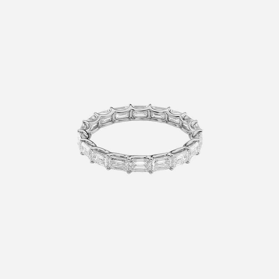  East West Emerald U Prong Eternity Ring 18k White Gold 2 5 001