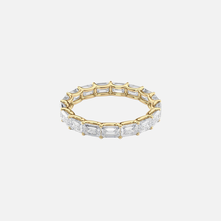 East West Emerald U Prong Eternity Ring 18k Yellow Gold 3 5 001