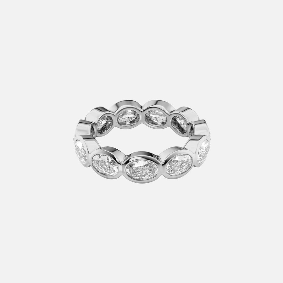  East West Oval Bezel Eternity Ring 14k White Gold 3 3 001