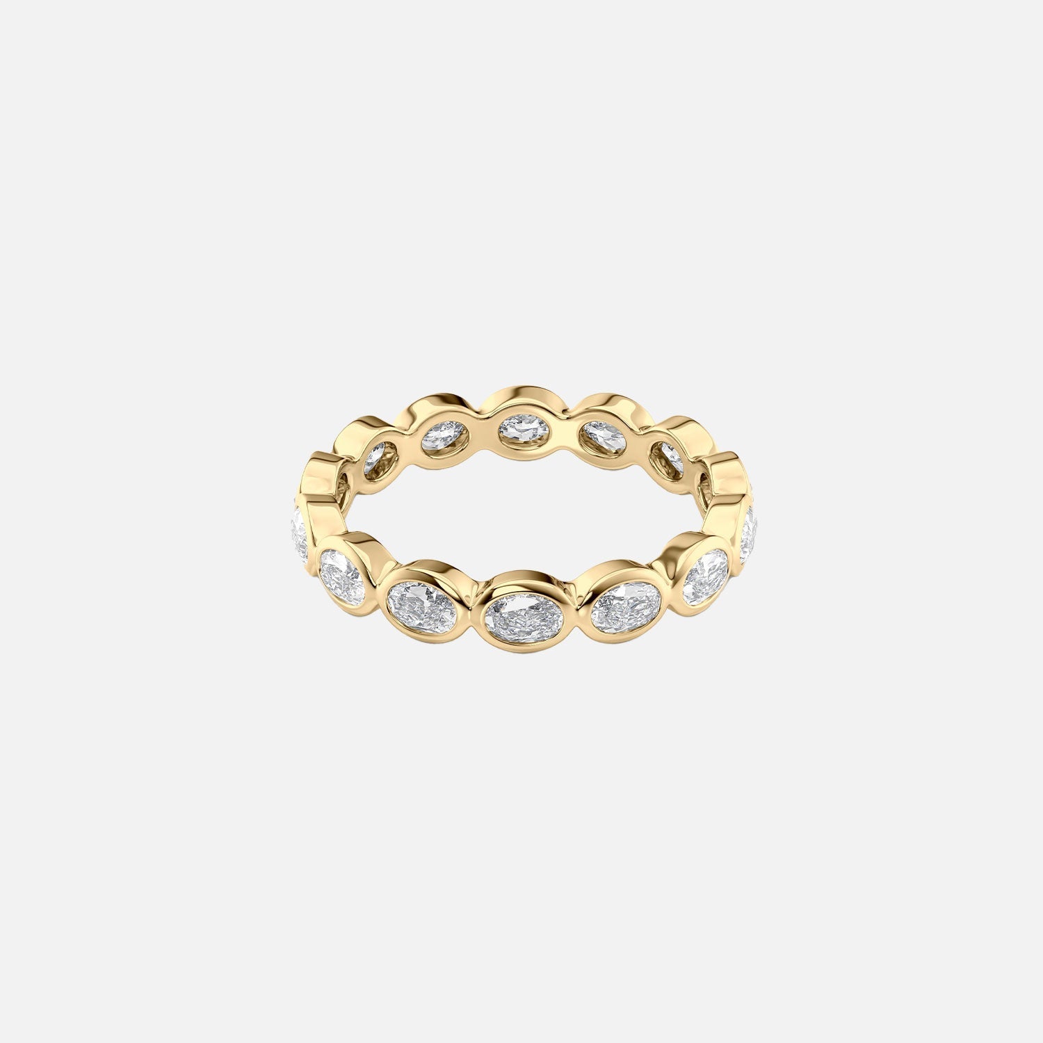 East West Oval Bezel Eternity Ring 14k Yellow Gold 1 4 001