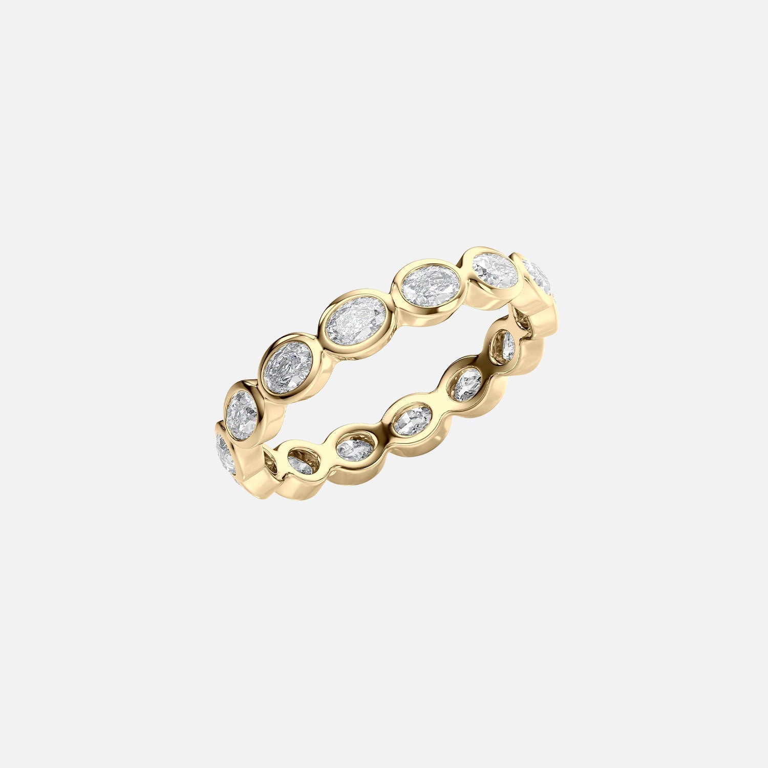  East West Oval Bezel Eternity Ring 14k Yellow Gold 1 4 002