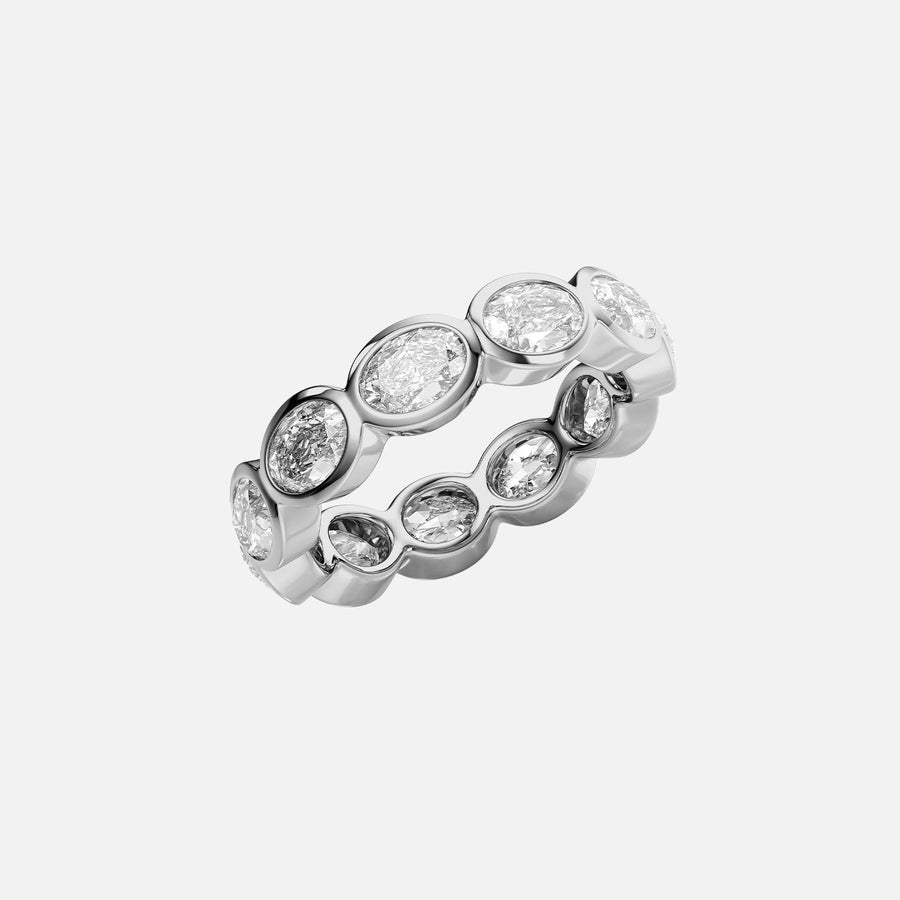  East West Oval Bezel Eternity Ring 18k White Gold 3 3 002
