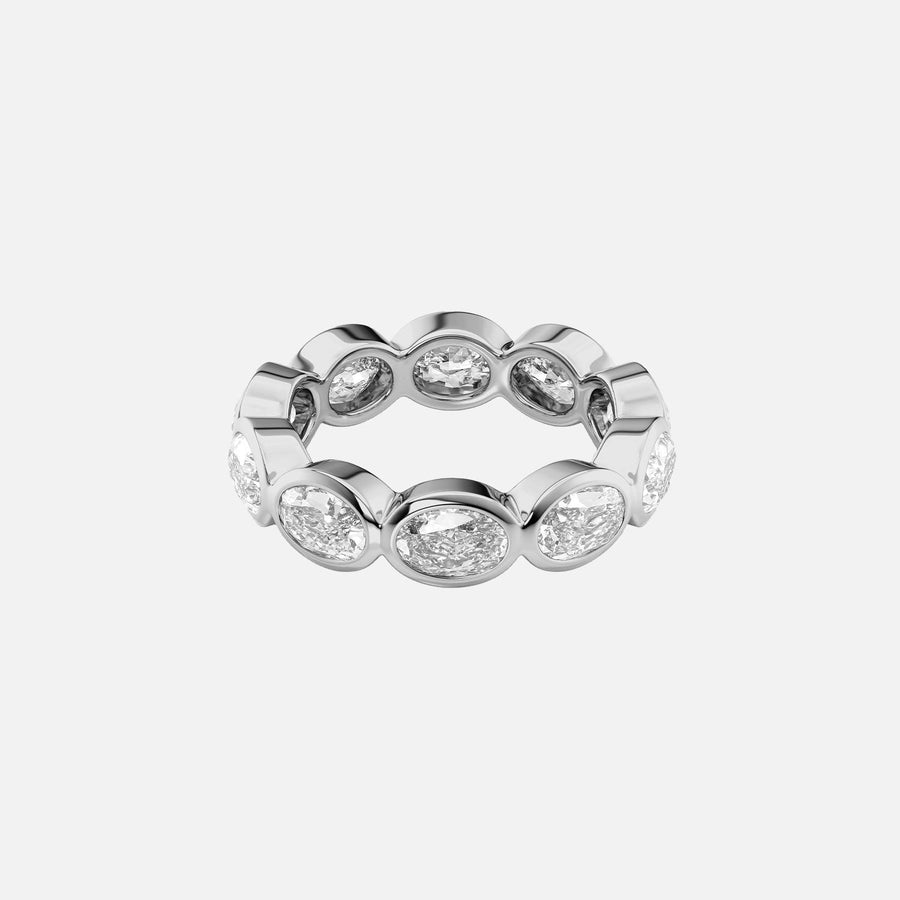  East West Oval Bezel Eternity Ring 18k White Gold 4 0 001