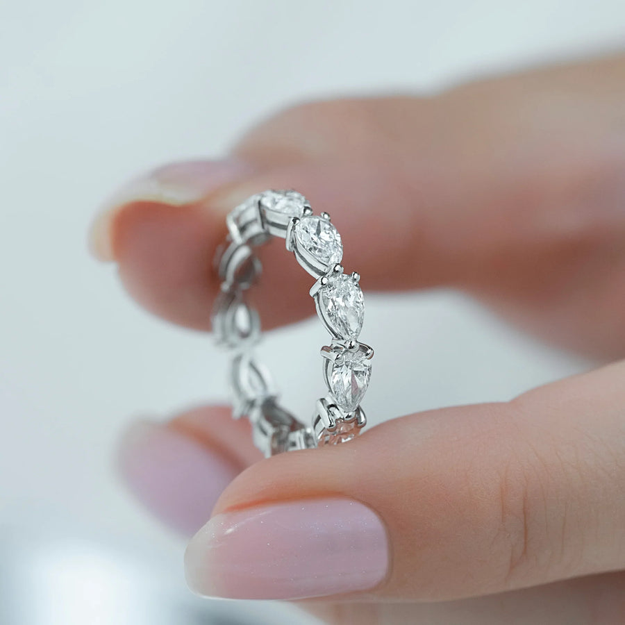  East West Pear Eternity Ring 14k White Gold 3 0 003