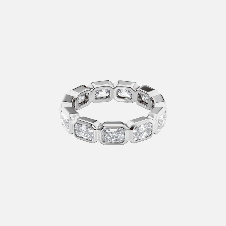  East West Radiant Bezel Eternity Ring 14k White Gold 3 3 001