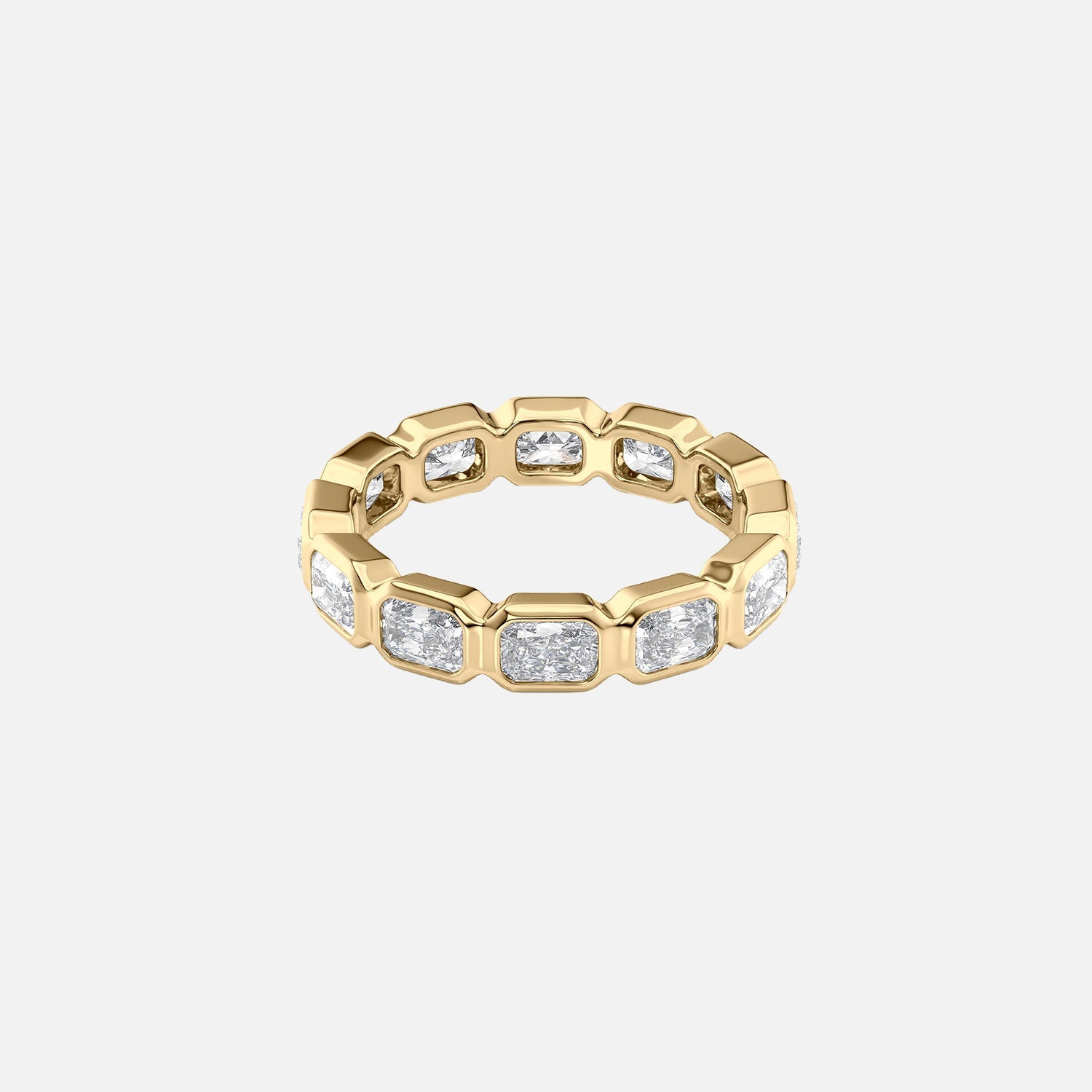 East West Radiant Bezel Eternity Ring 14k Yellow Gold 2 5 001