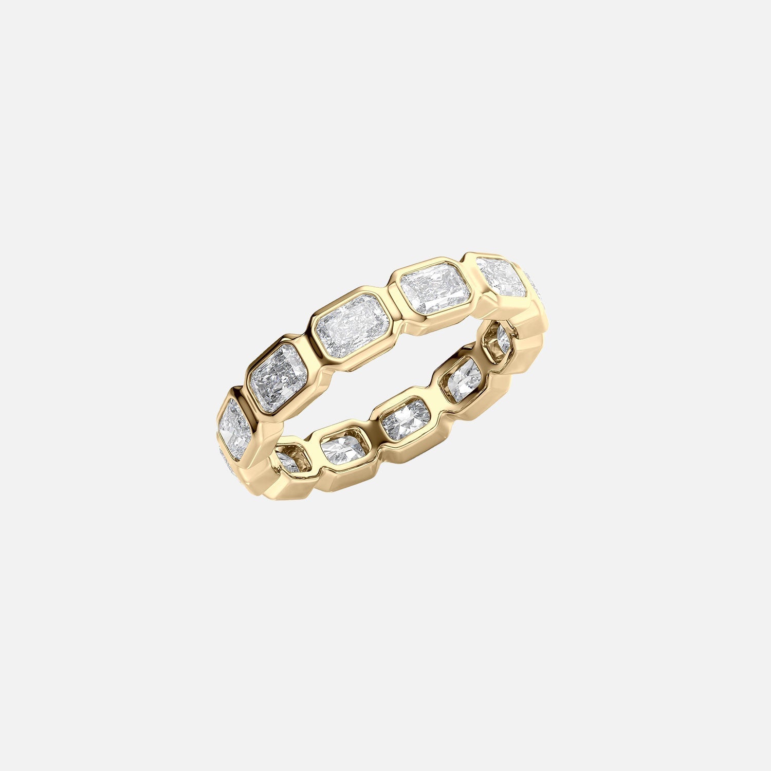  East West Radiant Bezel Eternity Ring 14k Yellow Gold 2 5 002
