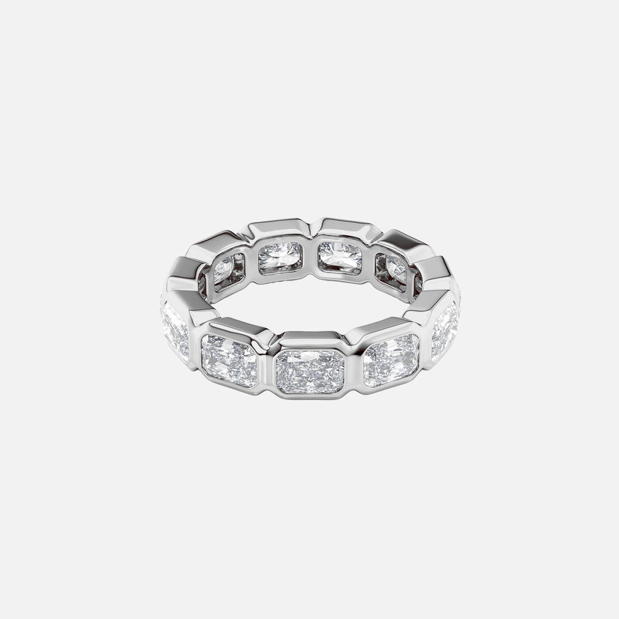  East West Radiant Bezel Eternity Ring 18k White Gold 4 5 001