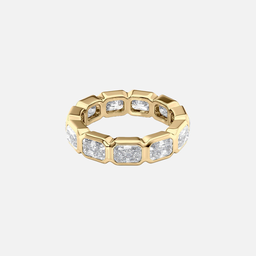  East West Radiant Bezel Eternity Ring 18k Yellow Gold 4 5 001
