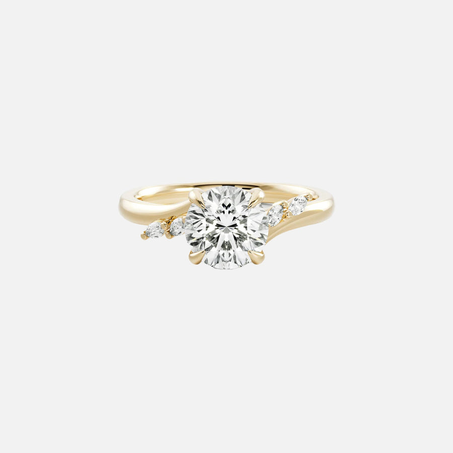 The Side Stone Elara Round Moissanite Ring - KNT - Engagement Rings, Wedding Bands & Fine Jewelry