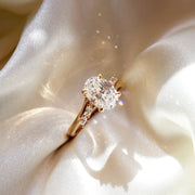 The Side Stone Elara Oval Moissanite Ring - KNT - Engagement Rings, Wedding Bands & Fine Jewelry