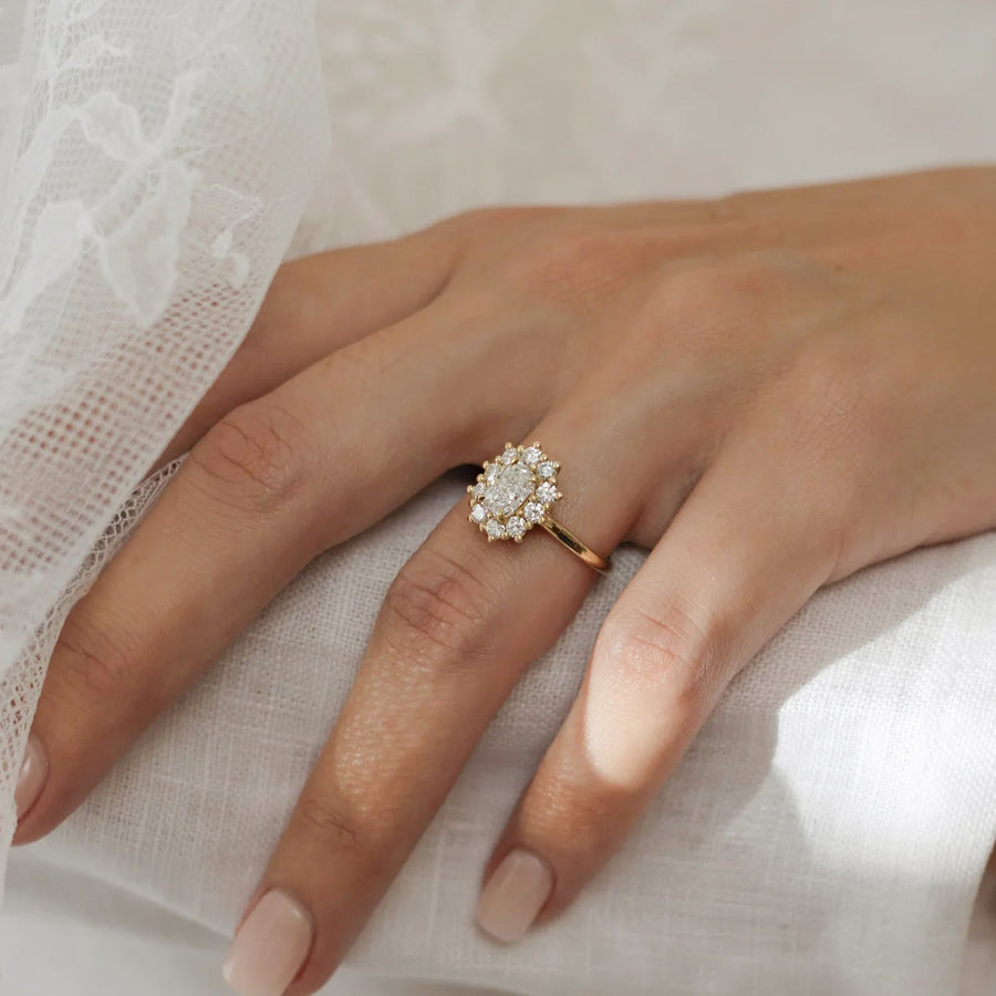 The Halo Eleanor Cushion Vintage Moissanite Ring - KNT - Engagement Rings, Wedding Bands & Fine Jewelry