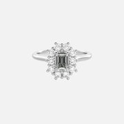 The Halo Eleanor Emerald Vintage Moissanite Ring - KNT - Engagement Rings, Wedding Bands & Fine Jewelry