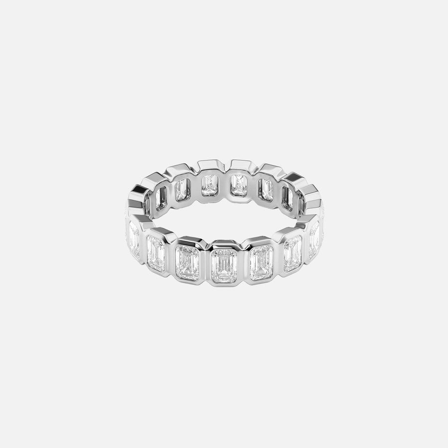  Emerald Bezel Eternity Ring 14k White Gold 3 5 001