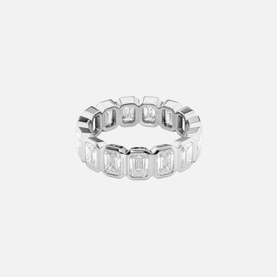  Emerald Bezel Eternity Ring 18k White Gold 4 5 001