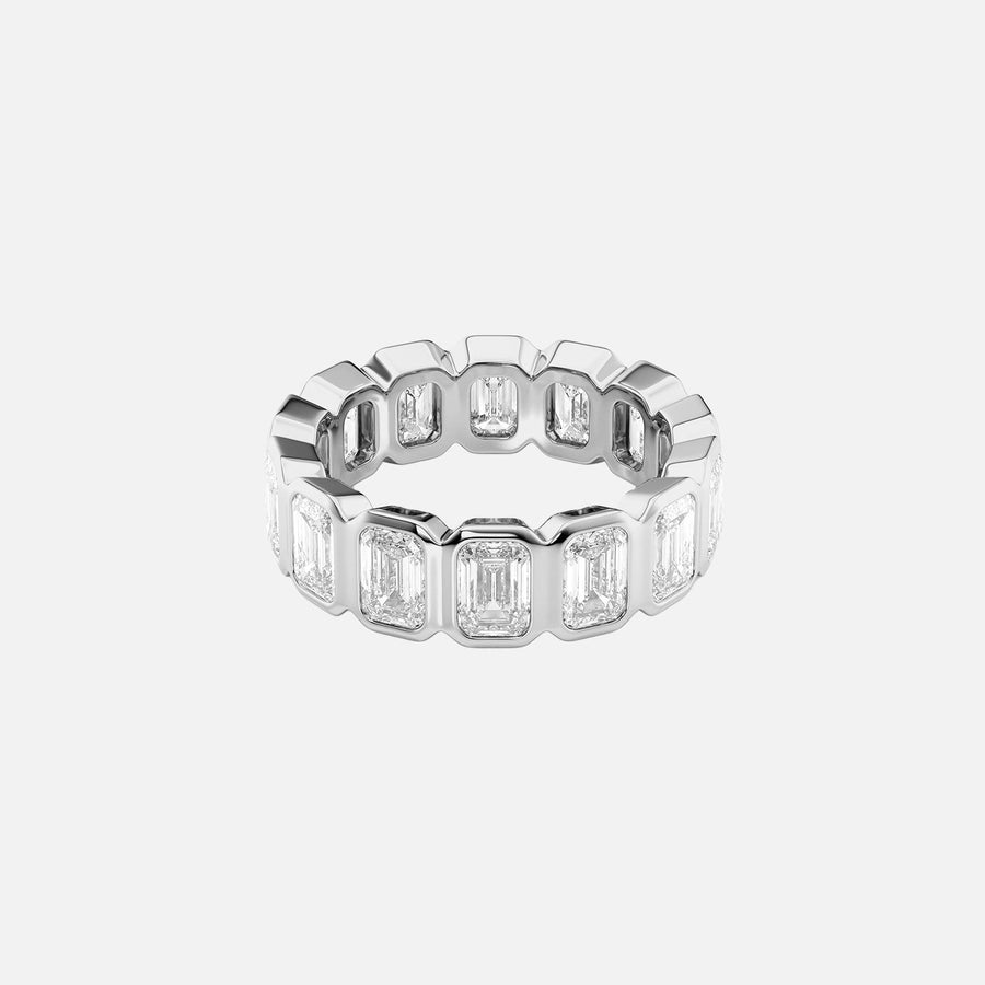  Emerald Bezel Eternity Ring 18k White Gold 5 5 001