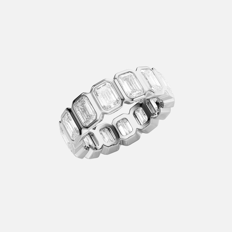  Emerald Bezel Eternity Ring 18k White Gold 5 5 002