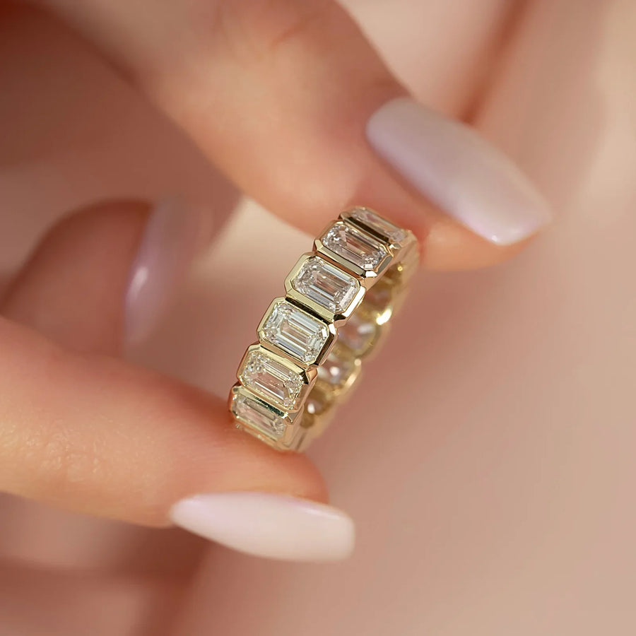  Emerald Bezel Eternity Ring 18k Yellow Gold 5 5 003