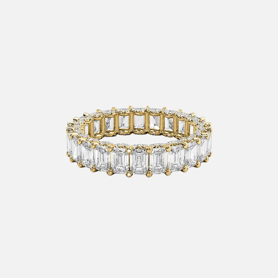 Emerald U Pave Prong Eternity Ring 14k Yellow Gold 5 3 001