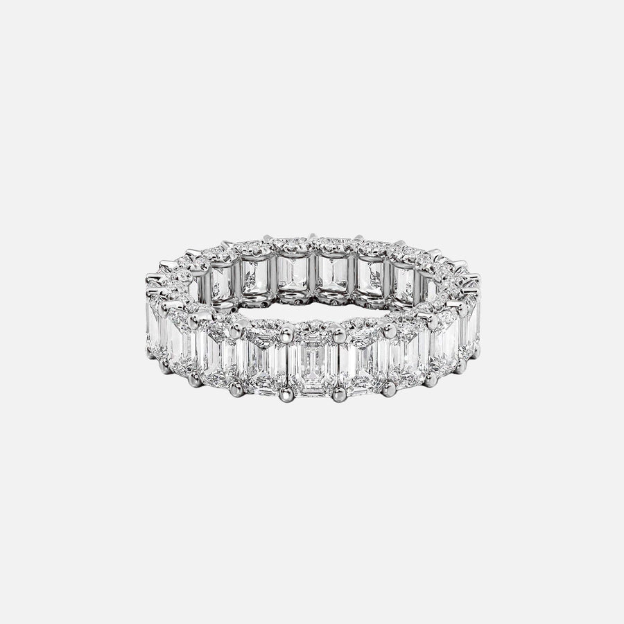  Emerald U Pave Prong Eternity Ring 18k White Gold 6 3 001