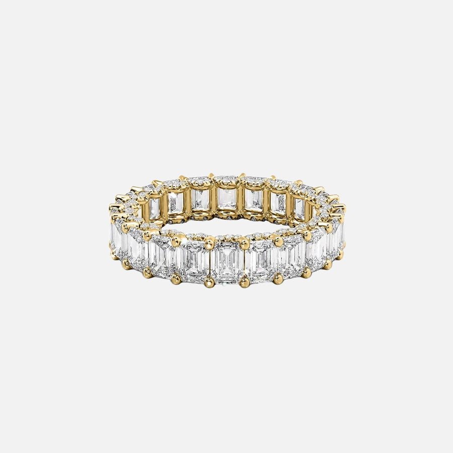  Emerald U Pave Prong Eternity Ring 18k Yellow Gold 5 8 001